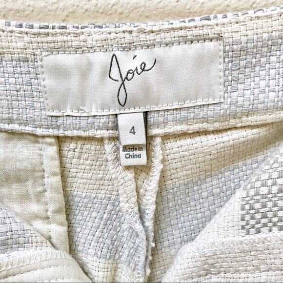 Joie ‘Merci’ Blue and Cream Striped Woven Cotton Mid Rise Dress Shorts Size 4 - Picture 7 of 9
